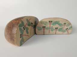 Surrealist Bread Sculpture Pop Art Ceramic, Hand-Painted Dragonflies - thumbnail 1