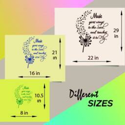 In-Style Decals Wall Vinyl Decal Art Sticker Music Gives Wings To The Soul Quote Phrase Dandelion Musical Notes Hearts Removable Design 743 - thumbnail 2