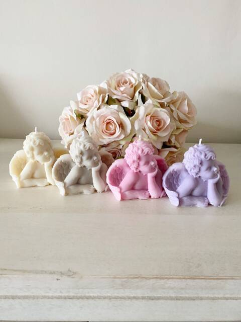 Angel Candle - Cherub Gift Ideas Pillar Handmade Modern Decorative Soy Wax Christmas Birthday Gifts For Her Stylish - image 1