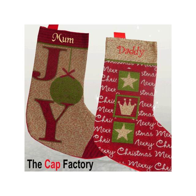 Personalised Embroidered Vintage Christmas Stocking Tapestry Star Traditional - image 1