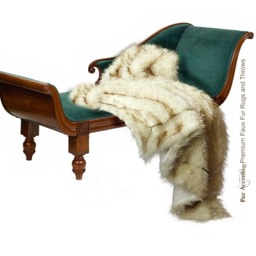 Brown Tip Arctic Fox Faux Fur Throw Blanket, Minky Lining
