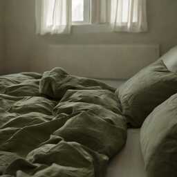 Khaki Linen Duvet Cover Soft 1 Medium Weight Cover Breathable Stonewashed Comfort - thumbnail 4