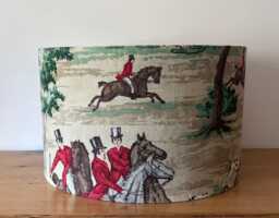 Sanderson Tally Ho Evergreen & Crimson Luxury Lamp Shade. Handmade Table/ Pendant Drum Shades in 30cm 40cm. Hunting/ Vintage/ Country Theme - thumbnail 1