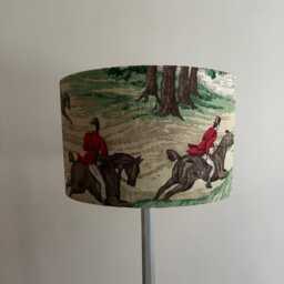 Sanderson Tally Ho Evergreen & Crimson Luxury Lamp Shade. Handmade Table/ Pendant Drum Shades in 30cm 40cm. Hunting/ Vintage/ Country Theme - thumbnail 2
