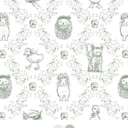 Toile Baby Crib Sheet Green Rabbit, Duck Nursery Bedding - thumbnail 3
