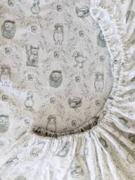 Toile Baby Crib Sheet Green Rabbit, Duck Nursery Bedding - thumbnail 1