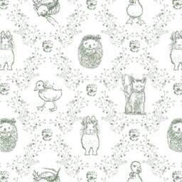 Toile Baby Crib Sheet Green Rabbit, Duck Nursery Bedding - thumbnail 2