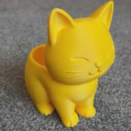 Cute Cat Planter - Kitty Plant Pot Succulent Lover Gift 3D Printed Indoor Desk Decor - thumbnail 3