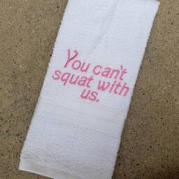 You Can't Squat With Us Sweat Towel, Gym Embroidered Hand Towel Gifts, Sports - thumbnail 4