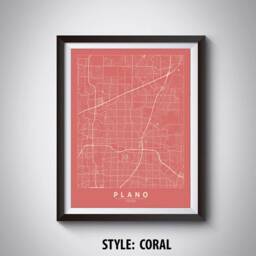 Plano Texas Map Print Vintage Style Office Wall Art - thumbnail 3
