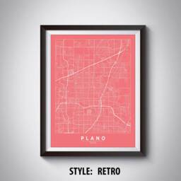 Plano Texas Map Print Vintage Style Office Wall Art - thumbnail 4