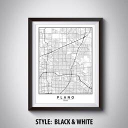 Plano Texas Map Print Vintage Style Office Wall Art - thumbnail 2