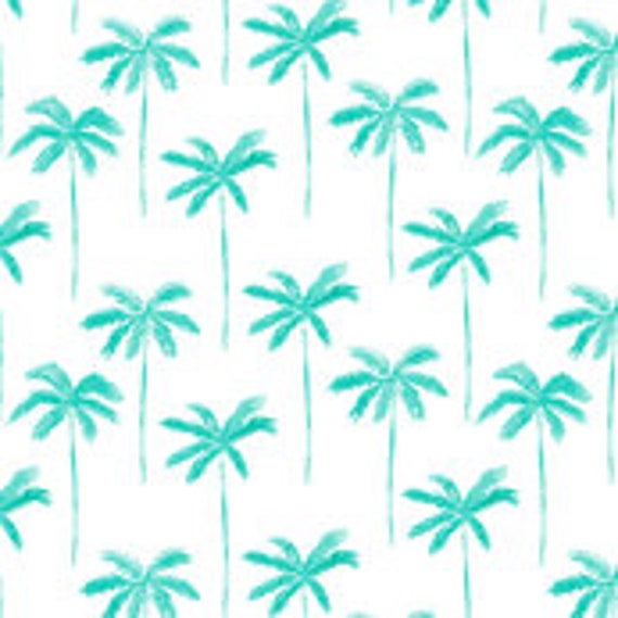 Organic Teal Palm Trees Nursery & Toddler Bedding, Crib Sheet, Sheets, Minky Blanket, Beach, Surf, Tropical, Ocean - image 1