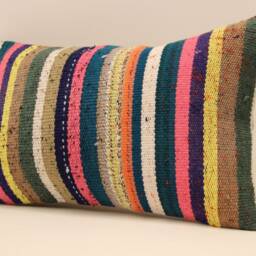 12x20 Kilim Pillow, Turkish Bohemian Handwoven Kilim, Boho Throw Handmade Lumbar 4Oef-644 - thumbnail 3