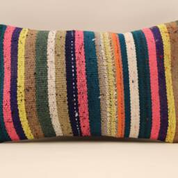 12x20 Kilim Pillow, Turkish Bohemian Handwoven Kilim, Boho Throw Handmade Lumbar 4Oef-644 - thumbnail 2