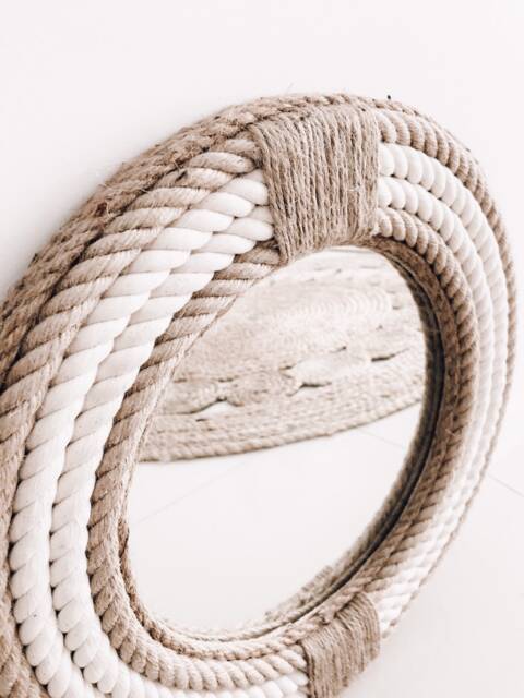 Small 41cm - 16Inch Handmade Hampton Style Round Rope Mirror Nautical Home Decor - image 1