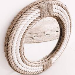 Small 41cm - 16Inch Handmade Hampton Style Round Rope Mirror Nautical Home Decor - thumbnail 2