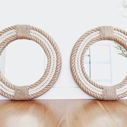 Small 41cm - 16Inch Handmade Hampton Style Round Rope Mirror Nautical Home Decor - thumbnail 3