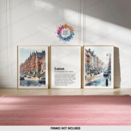 Luton Poster Prints - Set Of 3 Posters - Watercolour Wall Art Decor Travel Hanging England Artwork Gift UK Painting - thumbnail 2