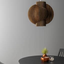 Handmade Walnut Wood Pendant Light - Scandinavian Style Ceiling Lamp - thumbnail 2