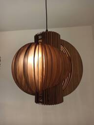 Handmade Walnut Wood Pendant Light - Scandinavian Style Ceiling Lamp