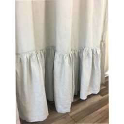 stone Grey Linen Shower Curtain With Mermaid Long Ruffles, Custom Size Extra Long, Wide - thumbnail 2