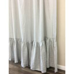stone Grey Linen Shower Curtain With Mermaid Long Ruffles, Custom Size Extra Long, Wide - thumbnail 3