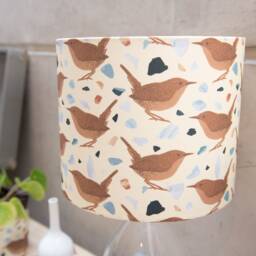 Wren Print Lampshade - Handmade Cotton, Terrazzo Stone Design - thumbnail 2