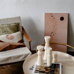 Beeswax Sculptural Ribbed Pillar Candles Hourglass - thumbnail 4