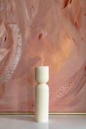 Beeswax Sculptural Ribbed Pillar Candles Hourglass