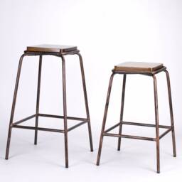 Industrial Loft Lab Copper Style Wooden Bar Stool Breakfast