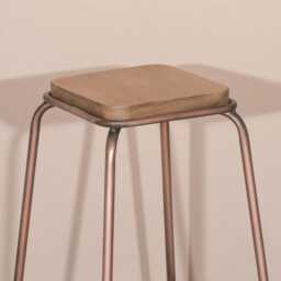 Industrial Loft Lab Copper Style Wooden Bar Stool Breakfast - thumbnail 4