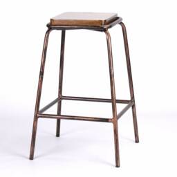 Industrial Loft Lab Copper Style Wooden Bar Stool Breakfast - thumbnail 3