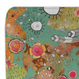Boho Microfiber Mat Green Floral Feather Art Rug Unique Home Decor Bathroom Accessories Bath Abstract Folk Kitchen - thumbnail 4