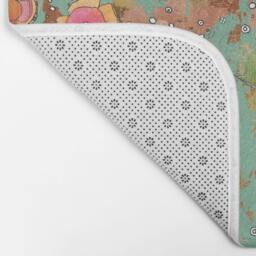 Boho Microfiber Mat Green Floral Feather Art Rug Unique Home Decor Bathroom Accessories Bath Abstract Folk Kitchen - thumbnail 3