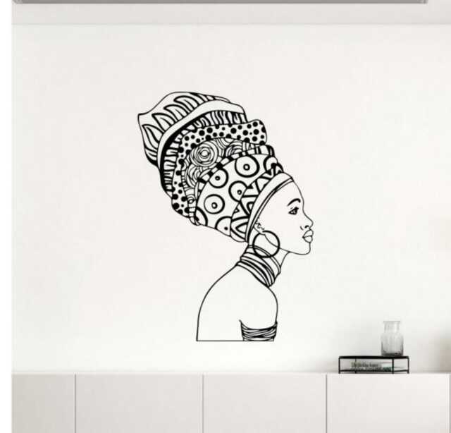 African Girl Wall Decal Vinyl Sticker Africa Woman Hair Art Murals Interior Decor - 2Afg9 - image 1