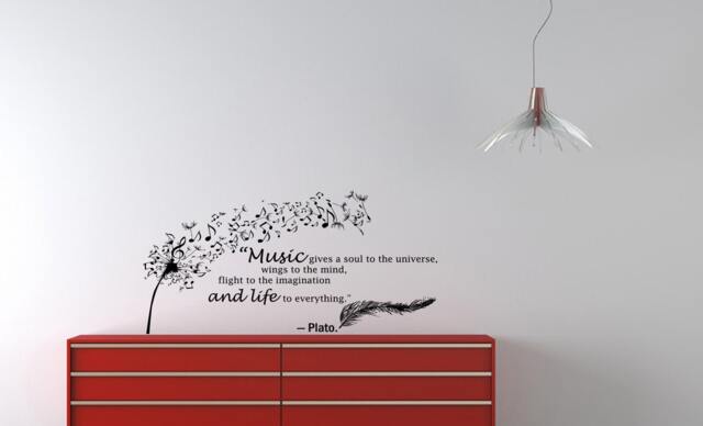 Wall Decals Quote Plato Dandelion Feather Music Notes Home Vinyl Decal Sticker Kids Nursery Baby Room Decor V73 - image 1