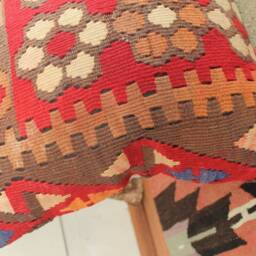 40cm Vintage Kilim Cushion Cover Handwoven - Marroon/Wine Red Slit Weave - thumbnail 3