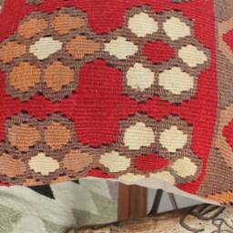 40cm Vintage Kilim Cushion Cover Handwoven - Marroon/Wine Red Slit Weave - thumbnail 2
