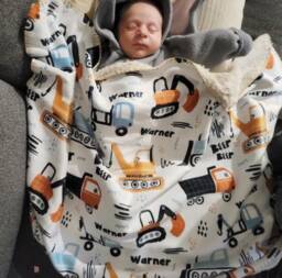 Personalized Kids Construction Blanket - Custom Name Embroidered, Minky Or Sherpa - thumbnail 1