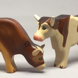 Toy Cow Wooden Colourful Brown Grazing Size 15, 5 X 9, 5 2, 7 cm - Bxhxs Approx. 113, 0 Gr - thumbnail 3