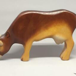 Toy Cow Wooden Colourful Brown Grazing Size 15, 5 X 9, 5 2, 7 cm - Bxhxs Approx. 113, 0 Gr - thumbnail 2