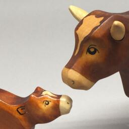Toy Cow Wooden Colourful Brown Grazing Size 15, 5 X 9, 5 2, 7 cm - Bxhxs Approx. 113, 0 Gr - thumbnail 4