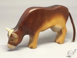 Toy Cow Wooden Colourful Brown Grazing Size 15, 5 X 9, 5 2, 7 cm - Bxhxs Approx. 113, 0 Gr - thumbnail 1
