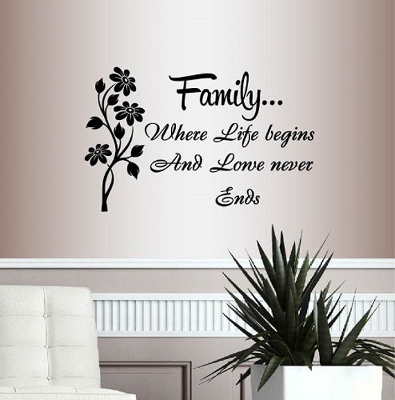In-Style Decals Wall Vinyl Decal Art Sticker Family Where Life Begins & Love Never Ends Quote Phrase Removable Mural Unique Design 19 - image 1