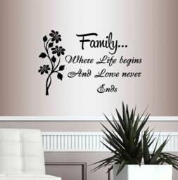 In-Style Decals Wall Vinyl Decal Art Sticker Family Where Life Begins & Love Never Ends Quote Phrase Removable Mural Unique Design 19 - thumbnail 1