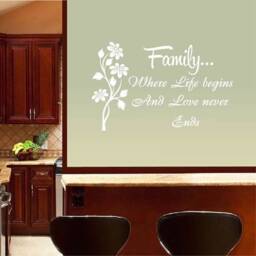 In-Style Decals Wall Vinyl Decal Art Sticker Family Where Life Begins & Love Never Ends Quote Phrase Removable Mural Unique Design 19 - thumbnail 2