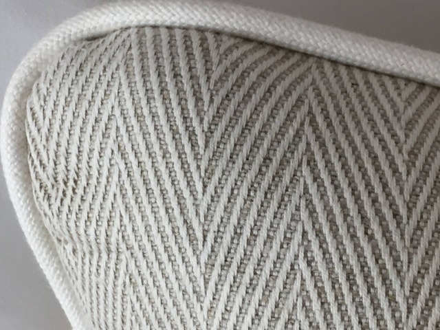 Linen Cushion Cover From The Natural Collection, Herringbone Weave, White Back With Same Piping - image 1