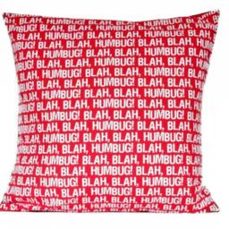 Blah Humbug Christmas Throw Pillow Cover Cushion Red White 18x18 - thumbnail 2