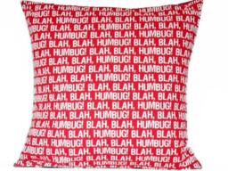 Blah Humbug Christmas Throw Pillow Cover Cushion Red White 18x18 - thumbnail 1